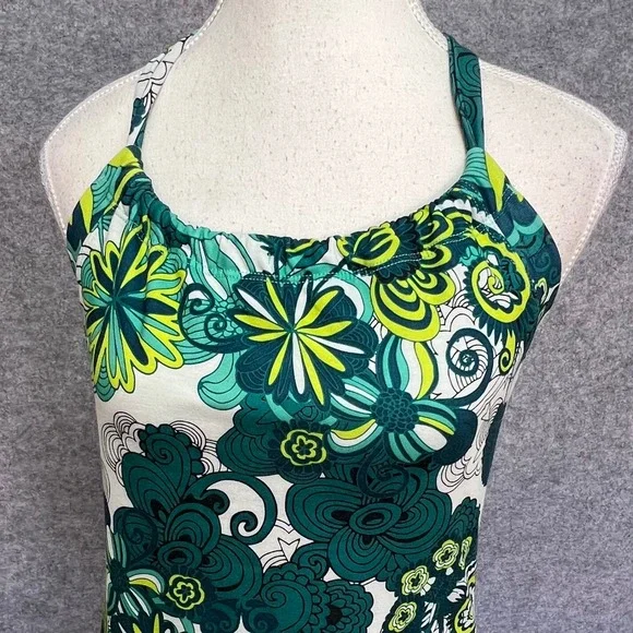 Prana Womens Green Floral Paisley Halter T-Back Athletic Sun Surf Yoga Dress SM - Picture 3 of 10